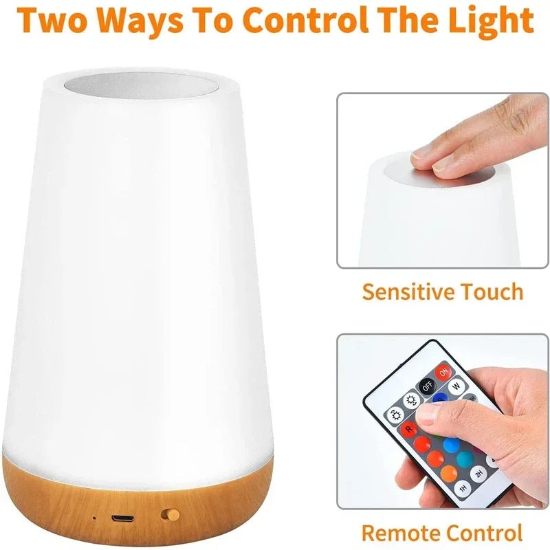 13 Color Changing Night Light RGB Remote Control Touch Dimmable Lamp Portable Table Bedside Lamps USB Rechargeable Night Lamp - Figgostyle