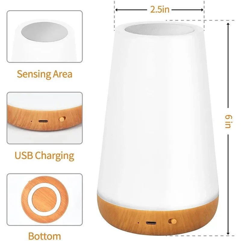 13 Color Changing Night Light RGB Remote Control Touch Dimmable Lamp Portable Table Bedside Lamps USB Rechargeable Night Lamp - Figgostyle