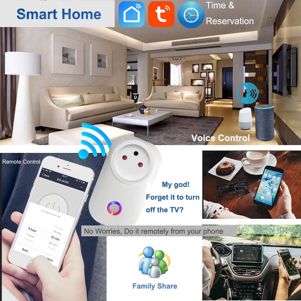 16A Israel Smart Plug WIFI Socket Bluetooth USB ISR IL Outlet - Voice Timer Remote - Tuya/Alexa/IFTTT/ Life Home Automatio - Figgostyle