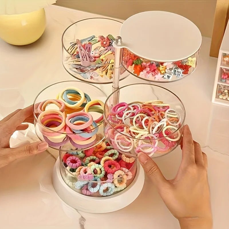 360° Rotating Makeup Organizer - Transparent, Multi - Layer Storage for Cosmetics, Hair Accessories & Jewelry - Easy Assembly - Figgostyle