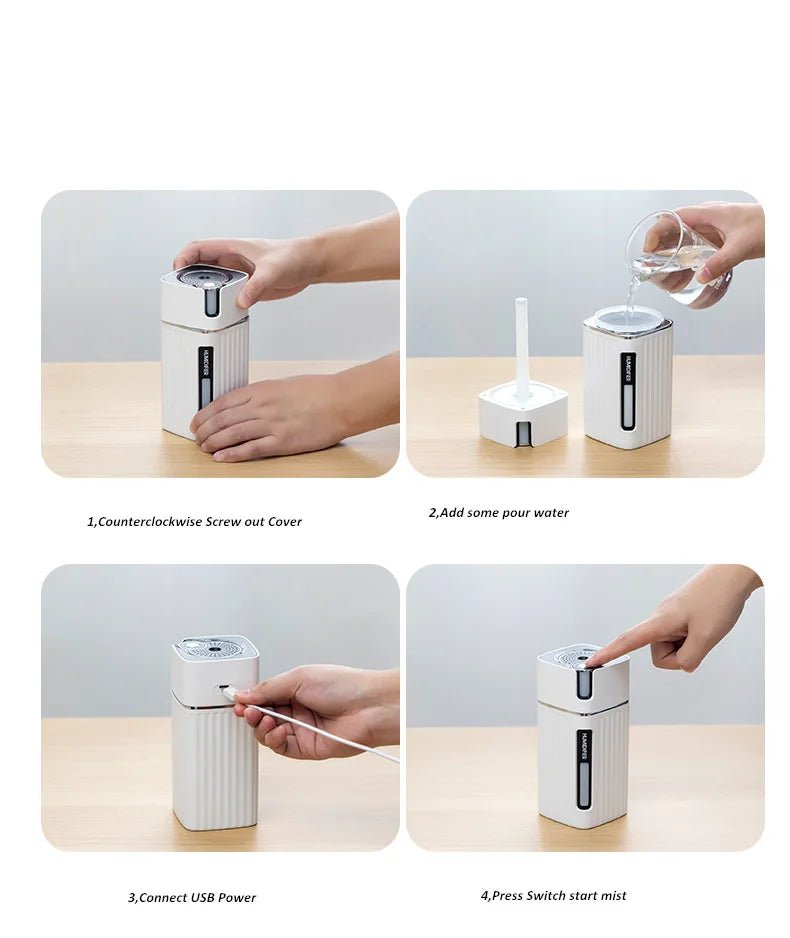 Air Humidifier Ultrasonic Smart Cool Mist Aroma Diffuser HumidifiersWith Color LED Light Mist Maker Fogger For Office Car Home - Figgostyle