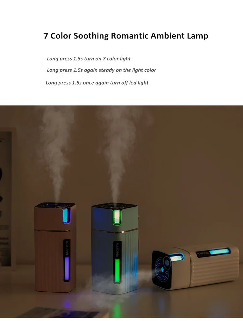 Air Humidifier Ultrasonic Smart Cool Mist Aroma Diffuser HumidifiersWith Color LED Light Mist Maker Fogger For Office Car Home - Figgostyle