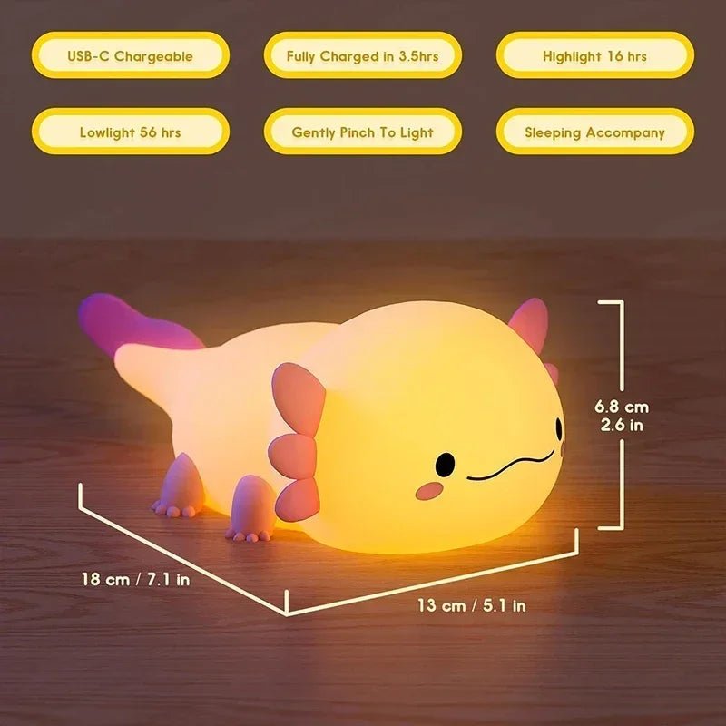 Axolotl Night Light, Cute Lamp with Touch Control - Figgostyle