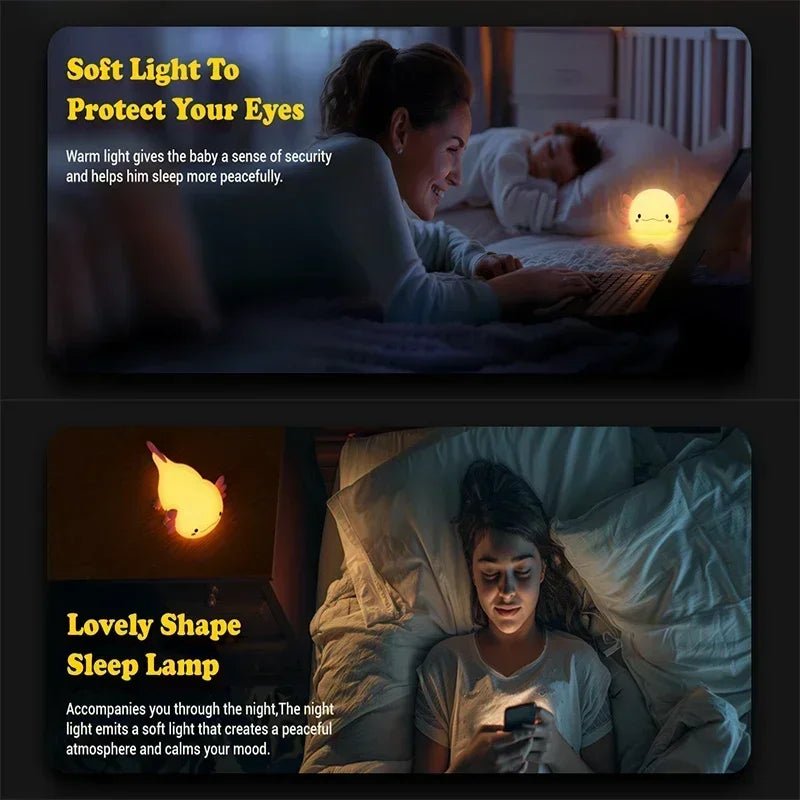 Axolotl Night Light, Cute Lamp with Touch Control - Figgostyle