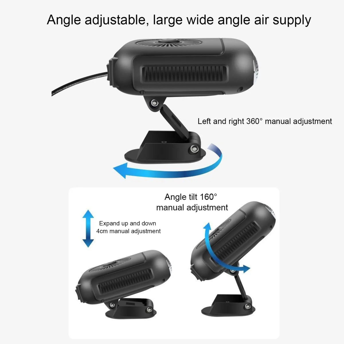 Car Heater Portable Electric Quiet Vehicle Small Space Thermostat 12V 360 Degree Adjustable 2 Level Temperature 12V Car Heater - Figgostyle