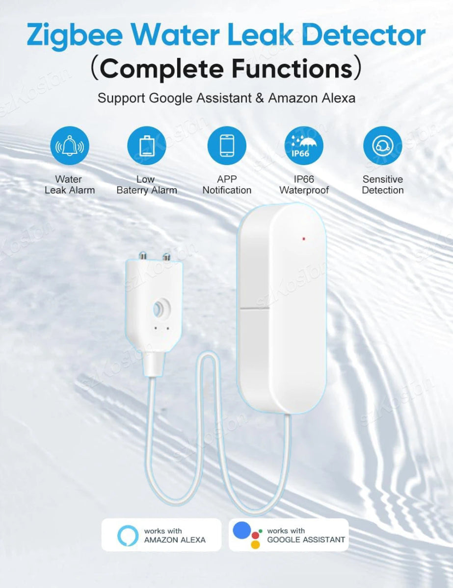 eWeLink APP Water Leak Detector Smart Home Zigbee Leakage Sensor Security Protection Works with Home Assistant Zigbee Gateway - Figgostyle