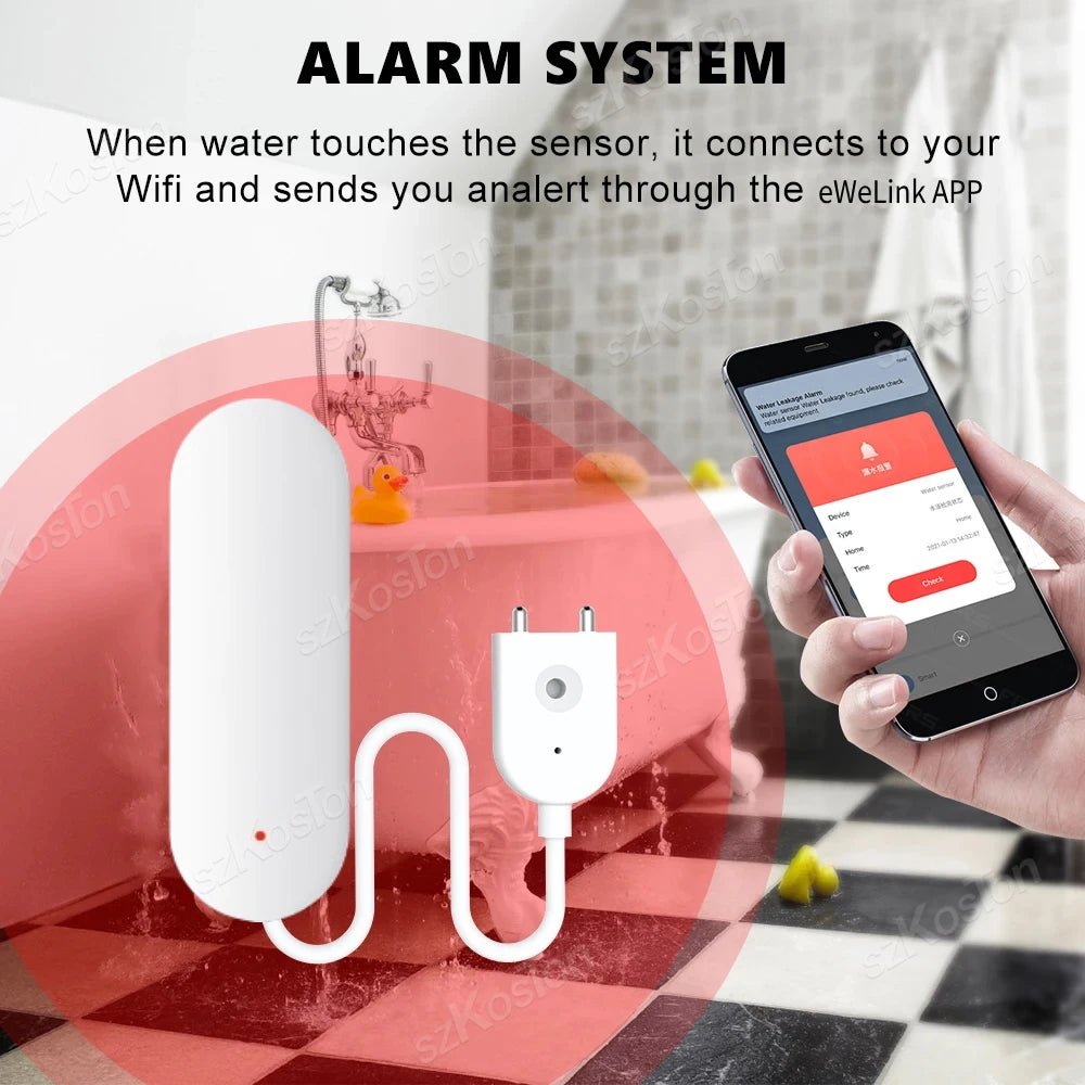 eWeLink APP Water Leak Detector Smart Home Zigbee Leakage Sensor Security Protection Works with Home Assistant Zigbee Gateway - Figgostyle