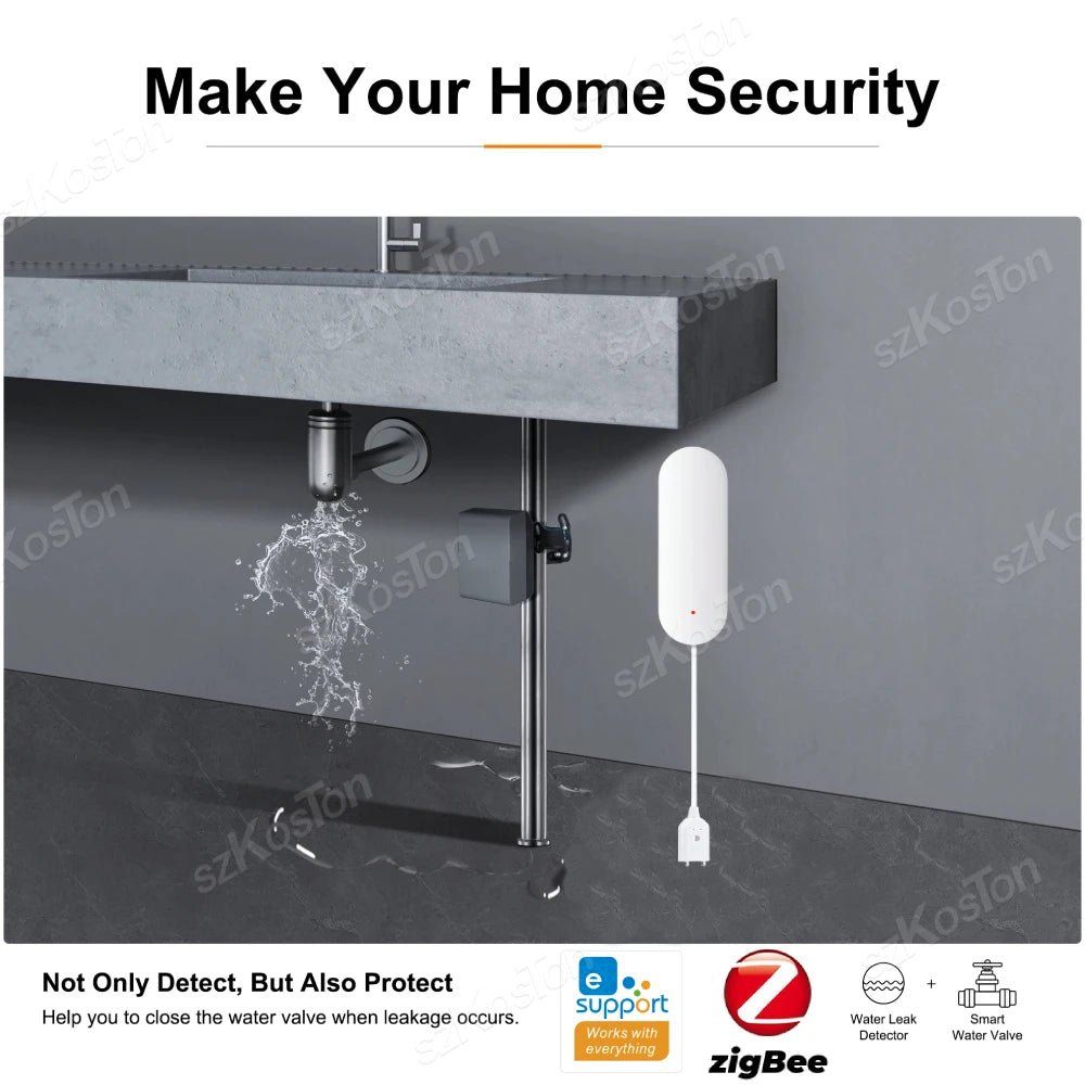 eWeLink APP Water Leak Detector Smart Home Zigbee Leakage Sensor Security Protection Works with Home Assistant Zigbee Gateway - Figgostyle
