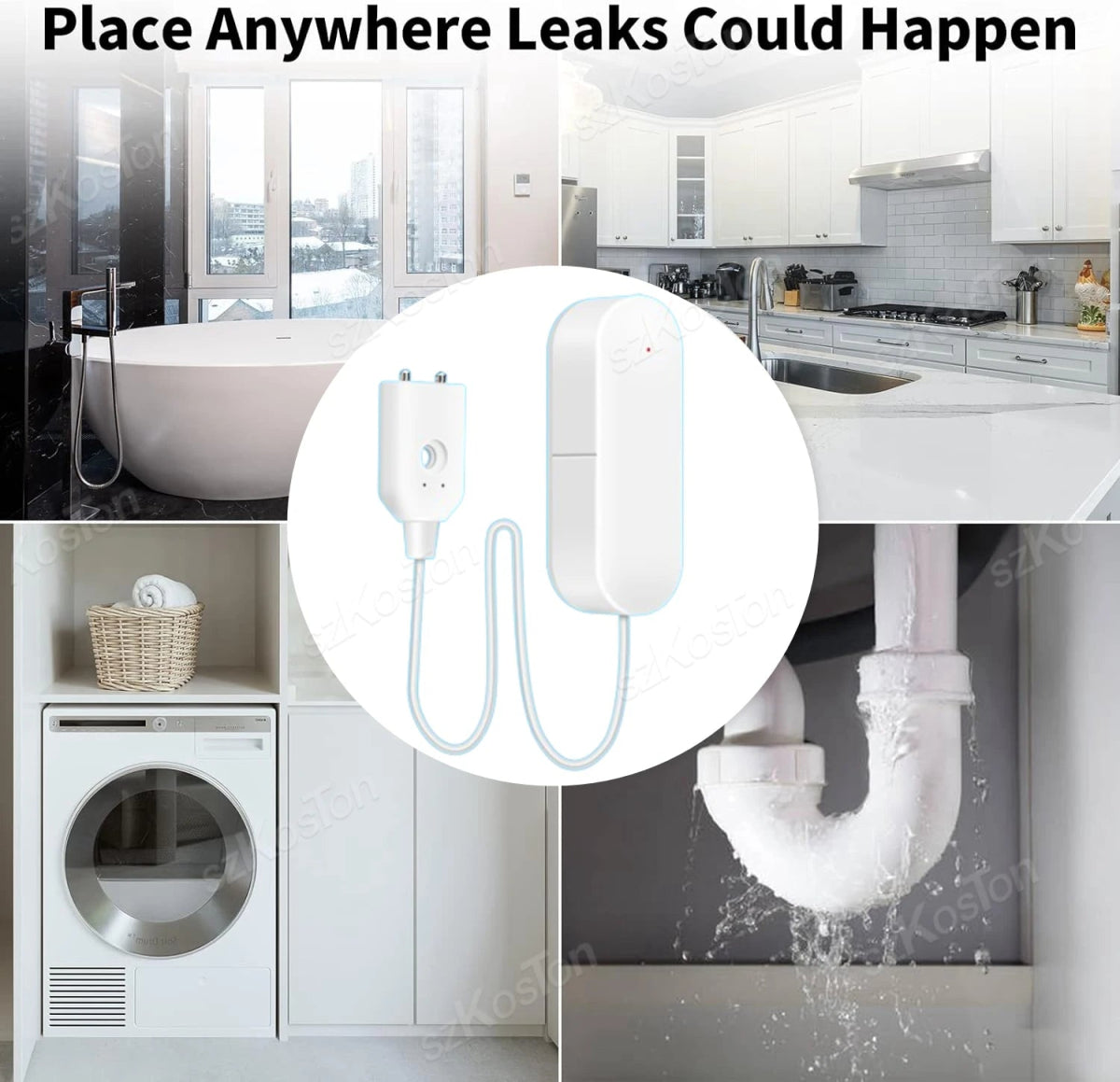 eWeLink APP Water Leak Detector Smart Home Zigbee Leakage Sensor Security Protection Works with Home Assistant Zigbee Gateway - Figgostyle
