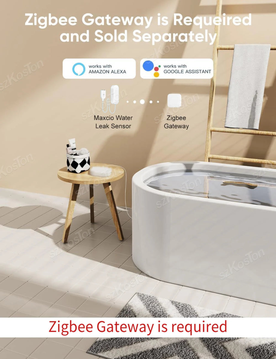 eWeLink APP Water Leak Detector Smart Home Zigbee Leakage Sensor Security Protection Works with Home Assistant Zigbee Gateway - Figgostyle