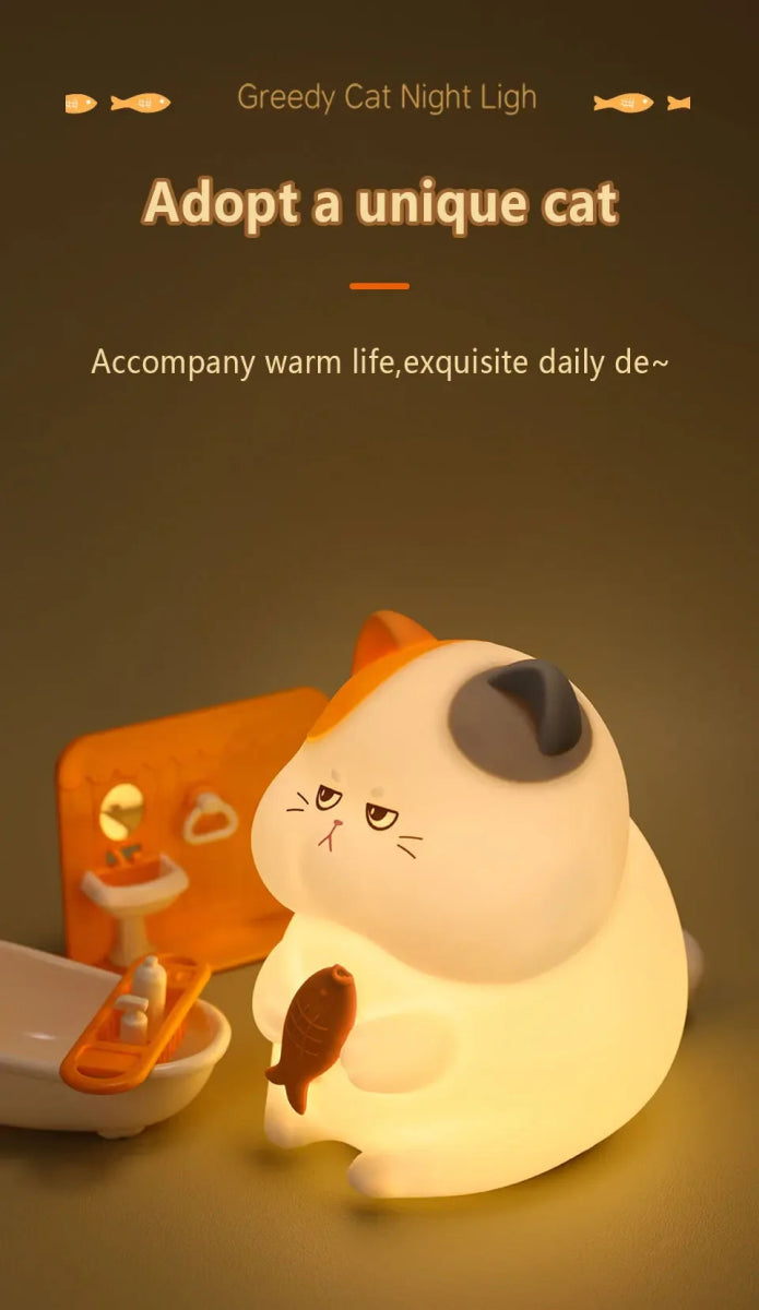 Gluttonous Cat Night Light - Figgostyle