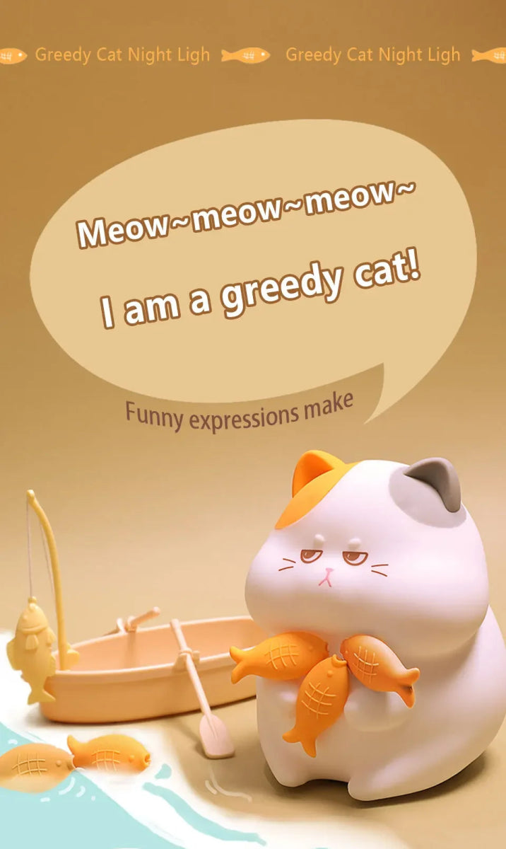 Gluttonous Cat Night Light - Figgostyle