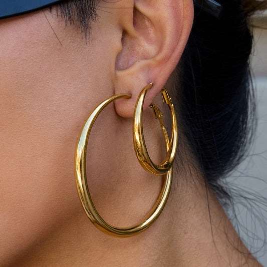 High - end large hoop earrings, titanium steel earrings - Figgostyle