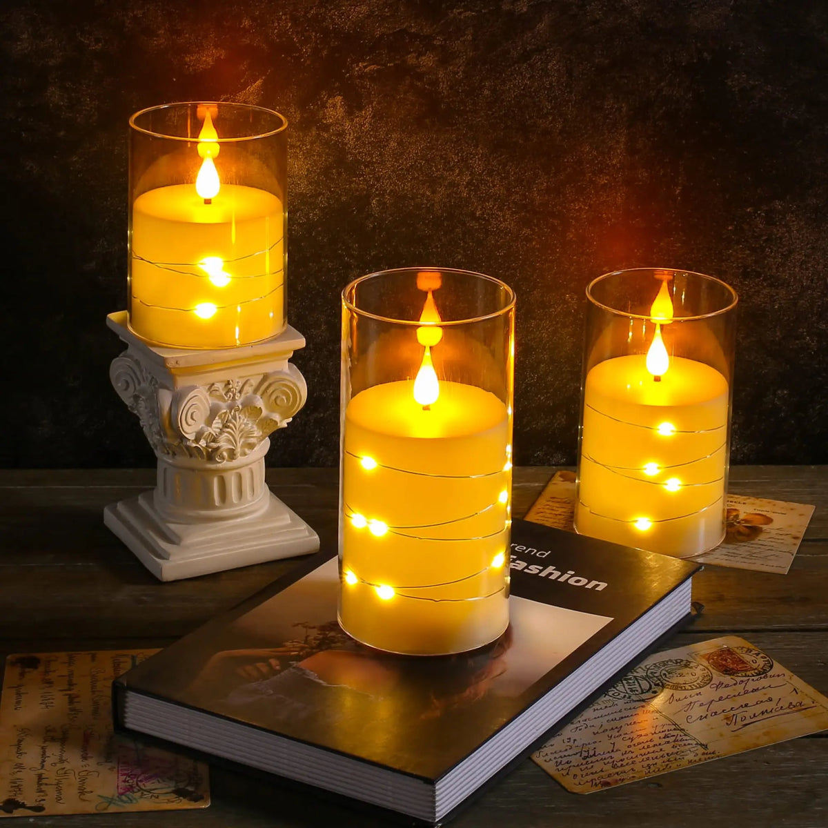 LED Flameless Candle with String Lights 🕯️✨ - Figgostyle