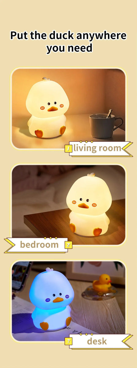 LED Night Light Cute Duck Silicone Patting Lamp - Figgostyle