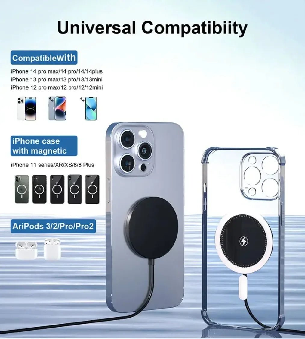 Magnetic Wireless Charger Pad Stand For iPhone 16 15 14 13 12 Pro Max AirPods Phone Chargers Type C Fast Charging Dock Station - Figgostyle
