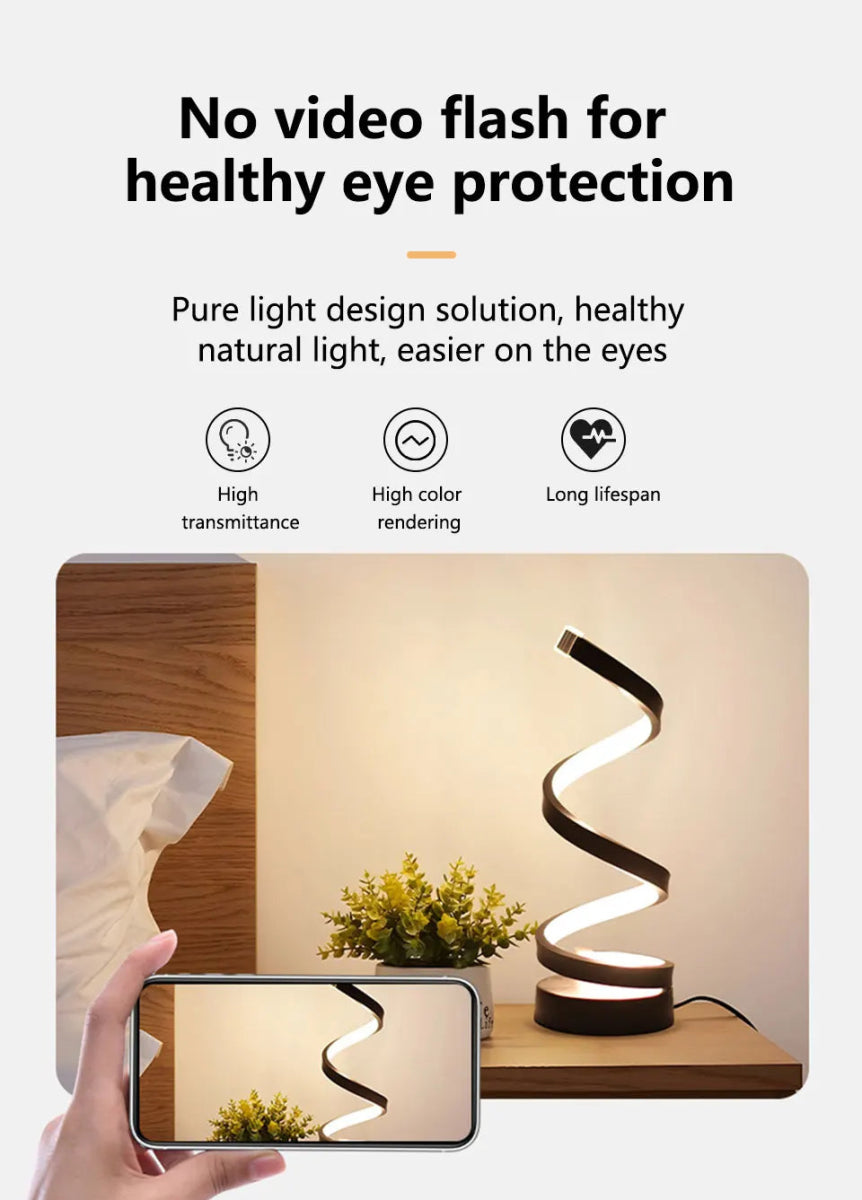 Modern Spiral Table LED Night Light Dimmable Desk Lamp Living Room Nightstand Lamp Bedside Table Study Office Bedroom Decoration - Figgostyle