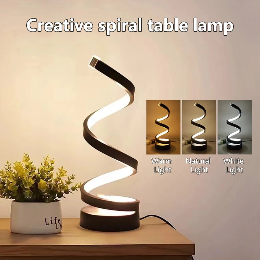 Modern Spiral Table LED Night Light Dimmable Desk Lamp Living Room Nightstand Lamp Bedside Table Study Office Bedroom Decoration - Figgostyle