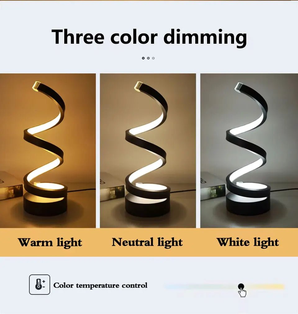 Modern Spiral Table LED Night Light Dimmable Desk Lamp Living Room Nightstand Lamp Bedside Table Study Office Bedroom Decoration - Figgostyle