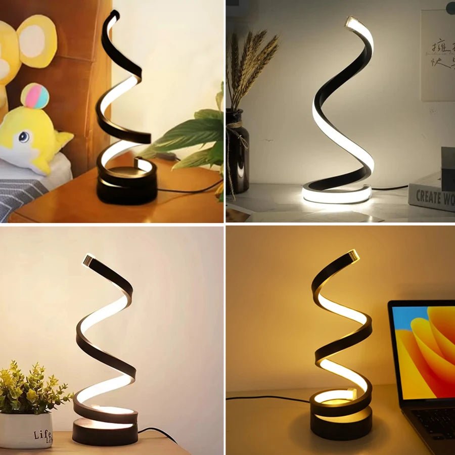 Modern Spiral Table LED Night Light Dimmable Desk Lamp Living Room Nightstand Lamp Bedside Table Study Office Bedroom Decoration - Figgostyle
