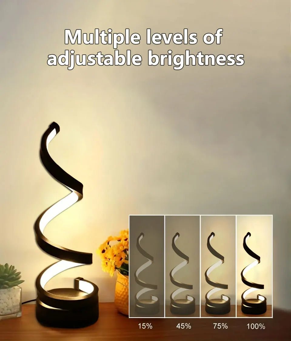 Modern Spiral Table LED Night Light Dimmable Desk Lamp Living Room Nightstand Lamp Bedside Table Study Office Bedroom Decoration - Figgostyle