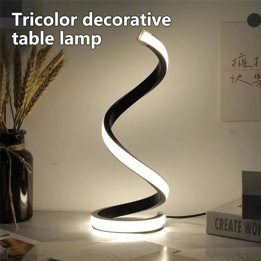 Modern Spiral Table LED Night Light Dimmable Desk Lamp Living Room Nightstand Lamp Bedside Table Study Office Bedroom Decoration - Figgostyle