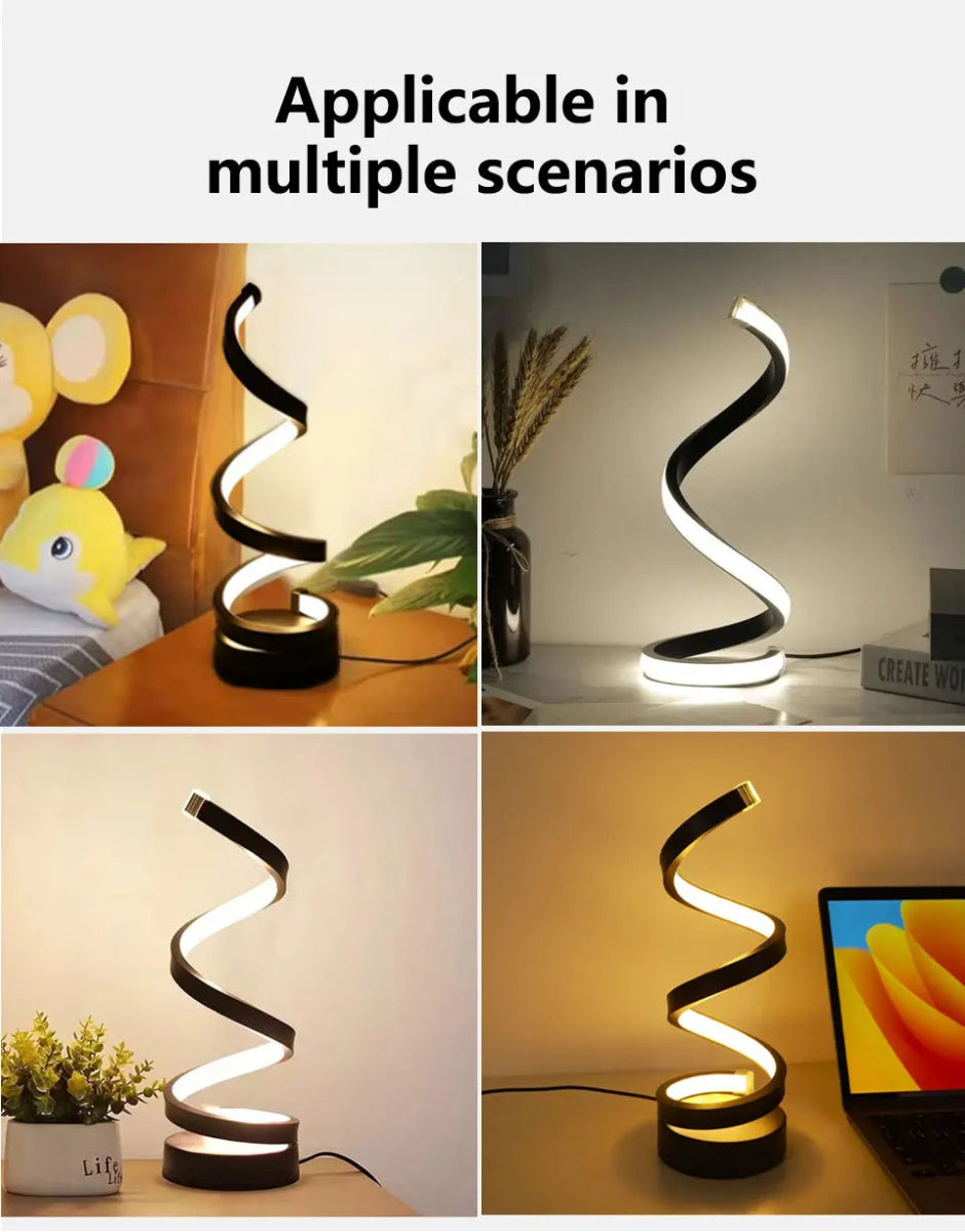Modern Spiral Table LED Night Light Dimmable Desk Lamp Living Room Nightstand Lamp Bedside Table Study Office Bedroom Decoration - Figgostyle