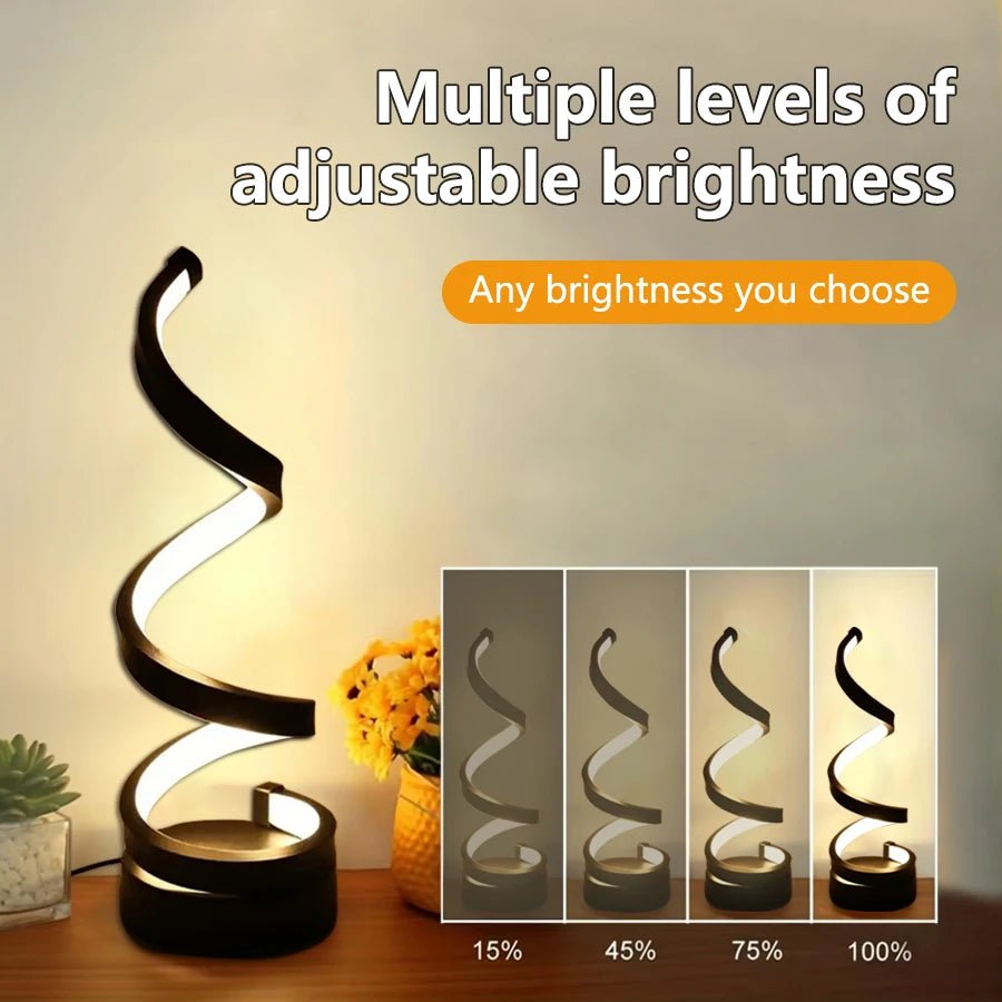 Modern Spiral Table LED Night Light Dimmable Desk Lamp Living Room Nightstand Lamp Bedside Table Study Office Bedroom Decoration - Figgostyle
