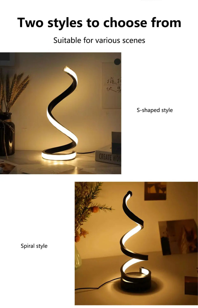Modern Spiral Table LED Night Light Dimmable Desk Lamp Living Room Nightstand Lamp Bedside Table Study Office Bedroom Decoration - Figgostyle