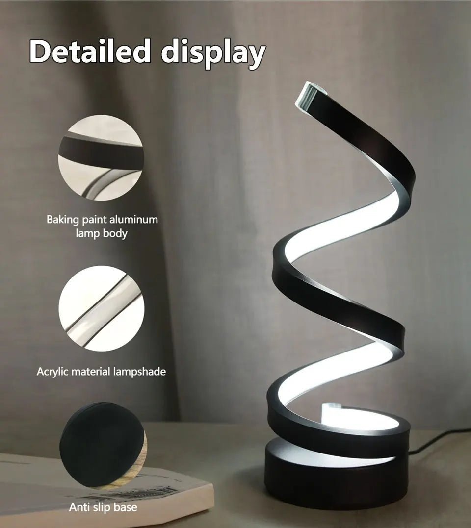 Modern Spiral Table LED Night Light Dimmable Desk Lamp Living Room Nightstand Lamp Bedside Table Study Office Bedroom Decoration - Figgostyle