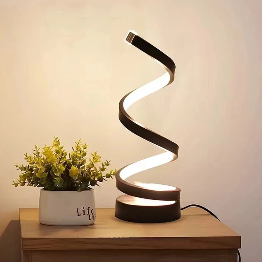 Modern Spiral Table LED Night Light Dimmable Desk Lamp Living Room Nightstand Lamp Bedside Table Study Office Bedroom Decoration - Figgostyle