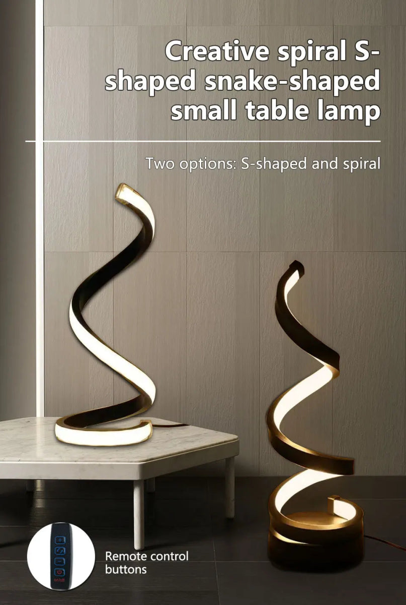 Modern Spiral Table LED Night Light Dimmable Desk Lamp Living Room Nightstand Lamp Bedside Table Study Office Bedroom Decoration - Figgostyle
