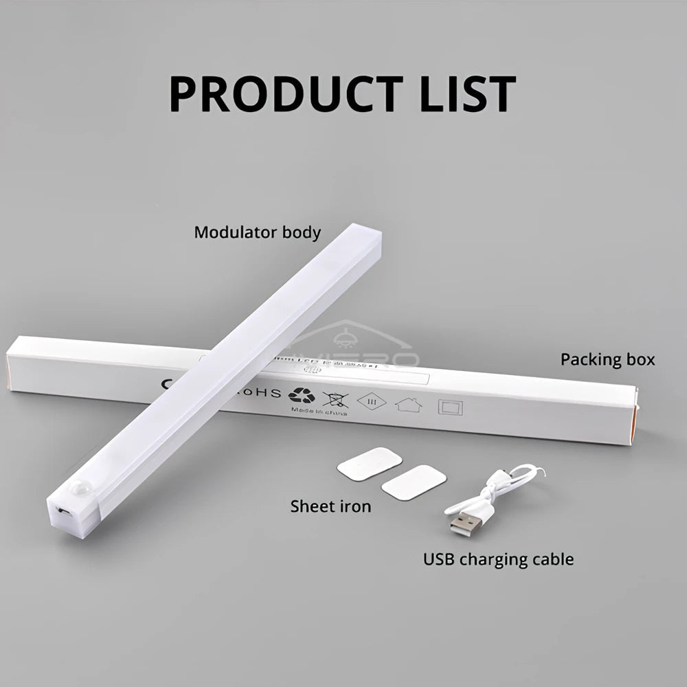 Motion Sensor Night Lights Wireless LED Lamp USB Rechargeable Magnetic For Wardrobe Room Closet Kitchen Aisle Tube Detector Bulb - Figgostyle