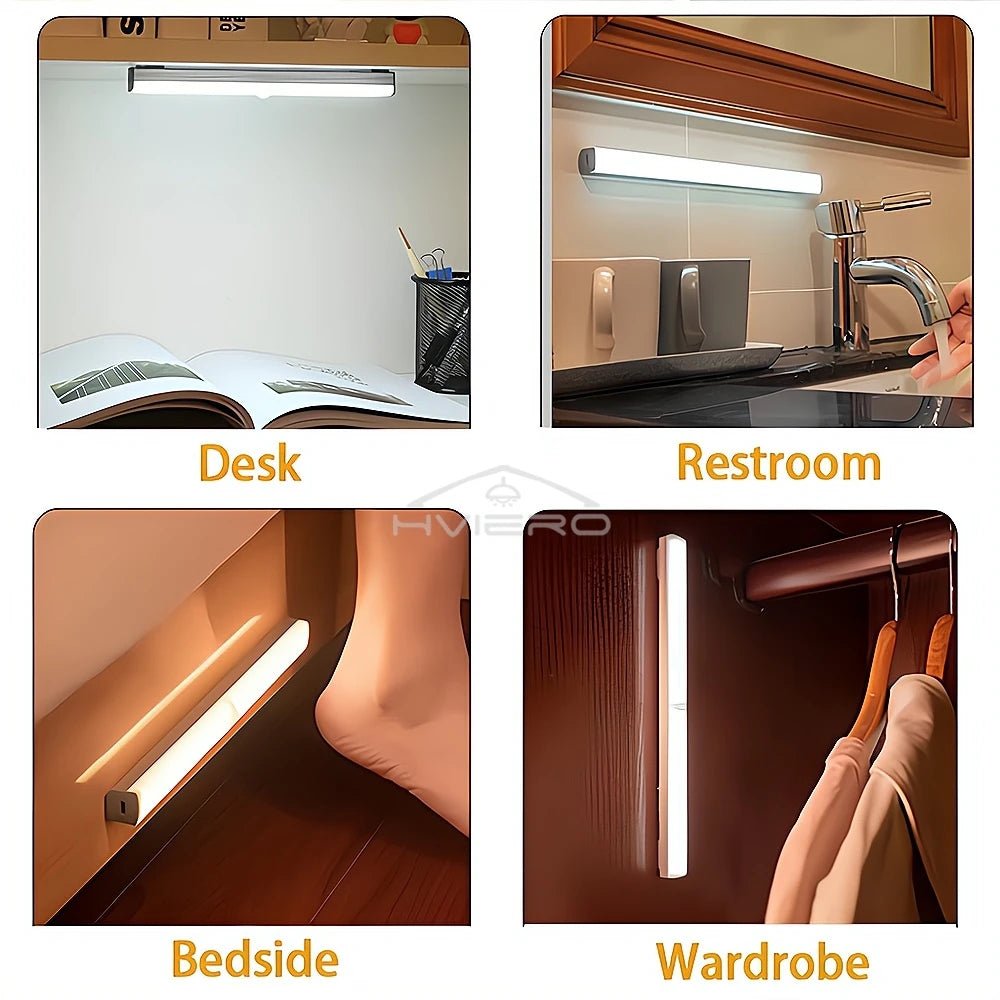Motion Sensor Night Lights Wireless LED Lamp USB Rechargeable Magnetic For Wardrobe Room Closet Kitchen Aisle Tube Detector Bulb - Figgostyle