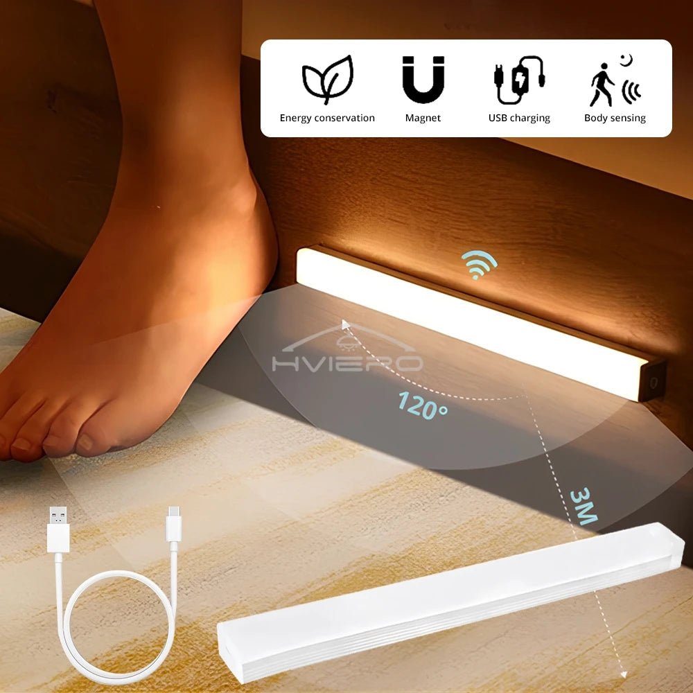 Motion Sensor Night Lights Wireless LED Lamp USB Rechargeable Magnetic For Wardrobe Room Closet Kitchen Aisle Tube Detector Bulb - Figgostyle