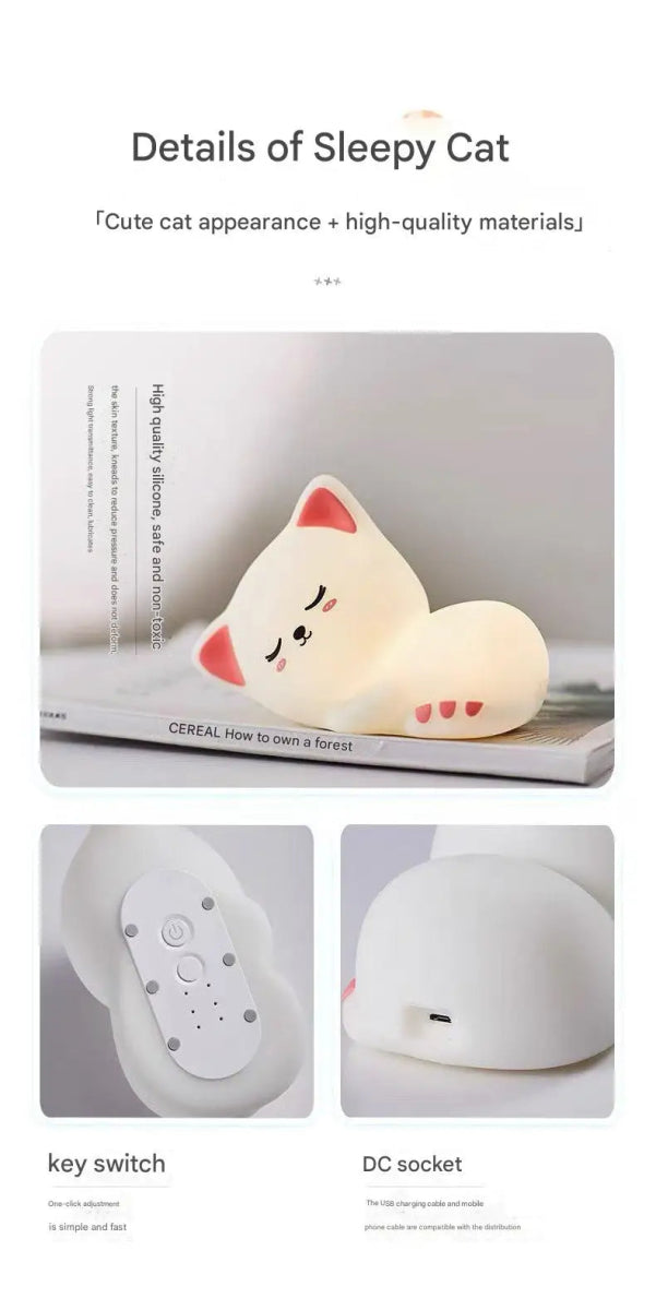 Night Light Cute Cat Lamp For Birthday Gift Kawaii Kitten Decor - Figgostyle