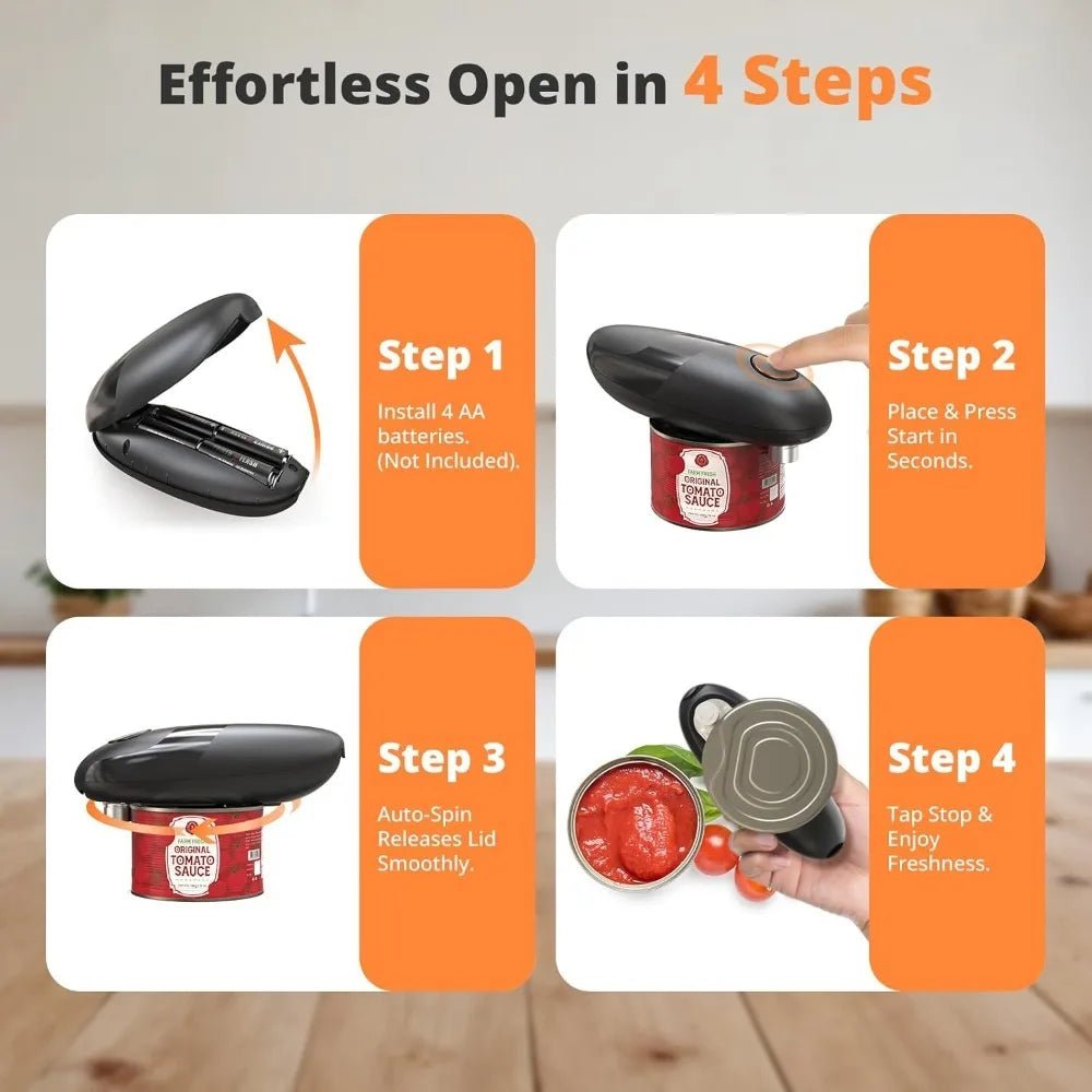 One-touch Electric Can Opener - Easy, Smooth, and Automatic - Figgostyle