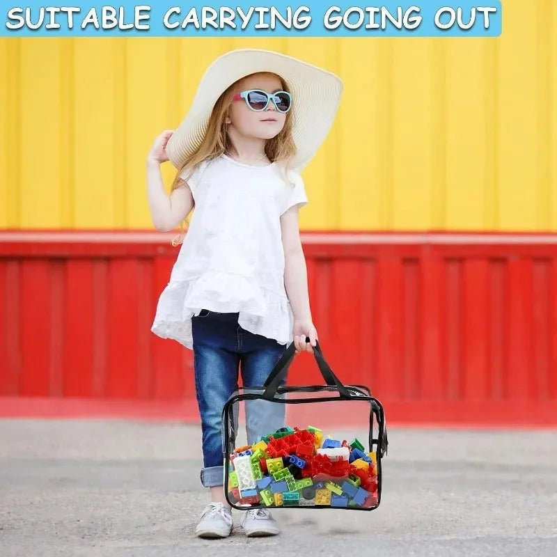 Reusable Large Toy Storage Bags Clear PVC Board Game Pouches Travel Waterproof Organizer Bags for Books Building Blocks Puzzle - Figgostyle