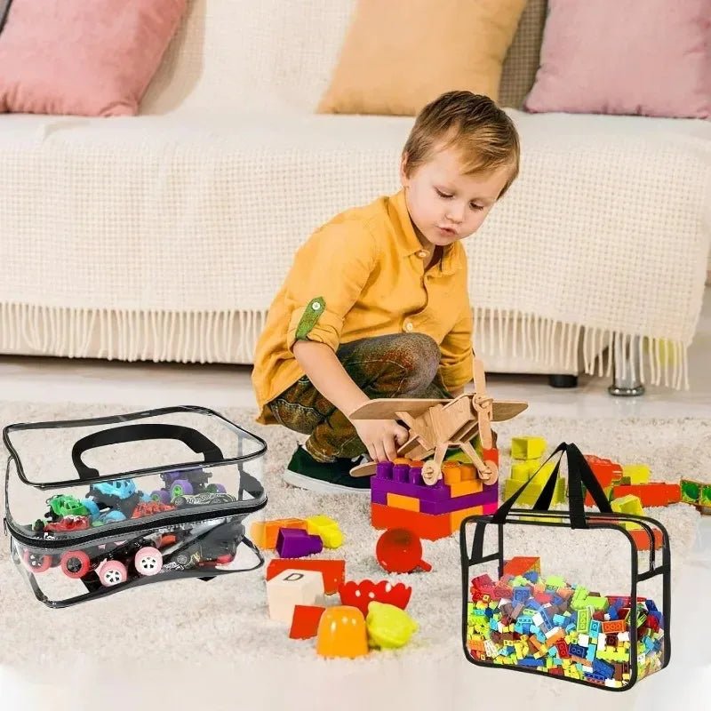 Reusable Large Toy Storage Bags Clear PVC Board Game Pouches Travel Waterproof Organizer Bags for Books Building Blocks Puzzle - Figgostyle