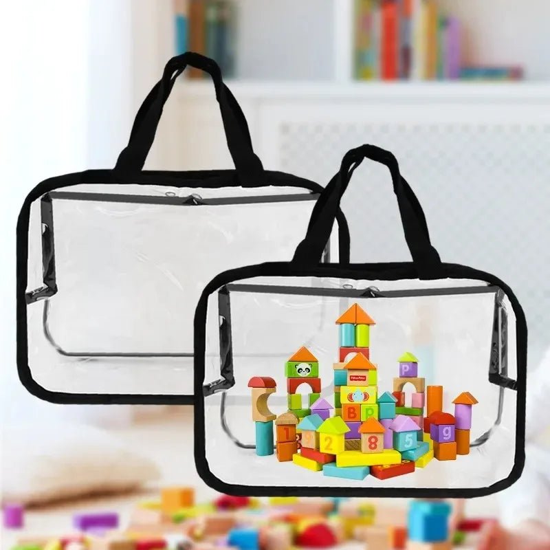 Reusable Large Toy Storage Bags Clear PVC Board Game Pouches Travel Waterproof Organizer Bags for Books Building Blocks Puzzle - Figgostyle
