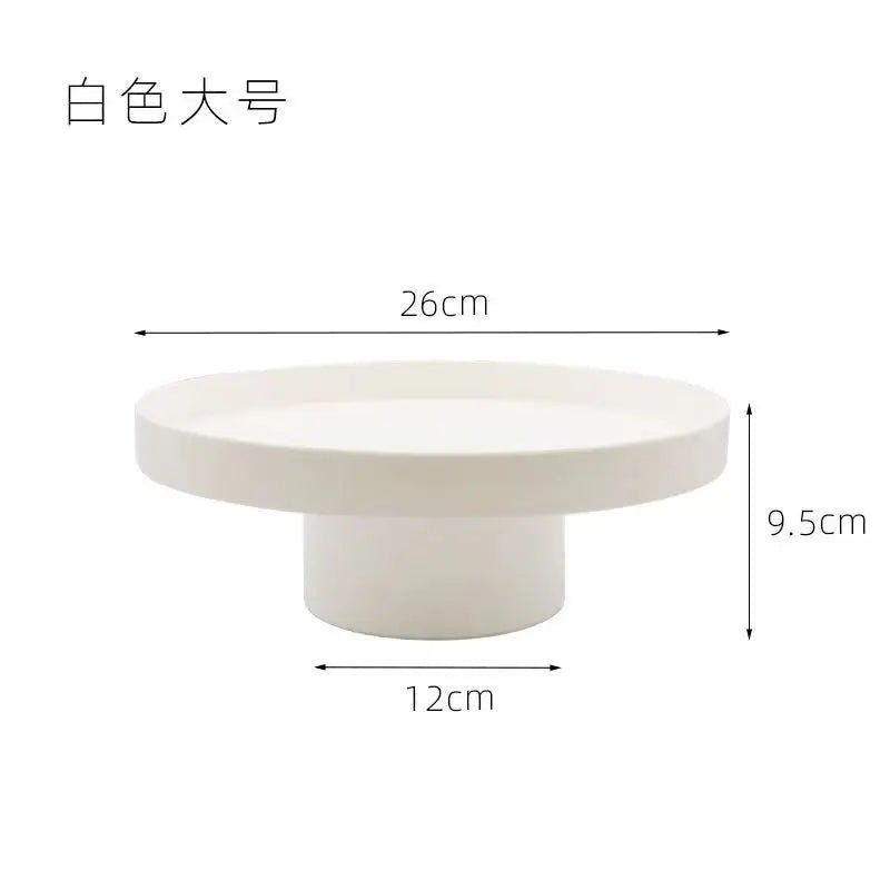 Round Black White Decorative Tray Storage Organizer ABS Tray Fruit Perfume Cosmetic Tray Home Decor Plates Simple Storage Plate - Figgostyle