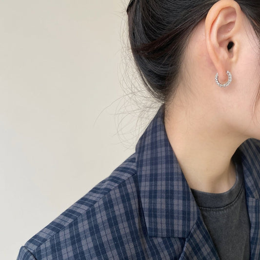 S925 sterling silver round earrings with diamonds - Figgostyle