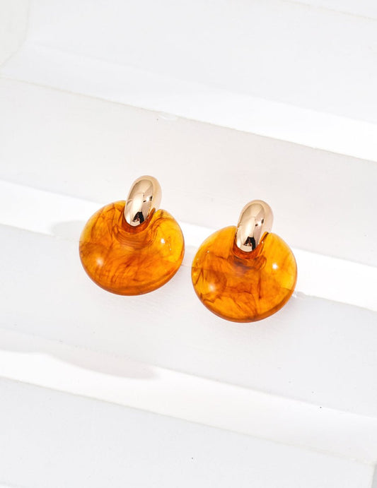 S925 Sterling Silver Simple Amber Imitation Earrings - Figgostyle