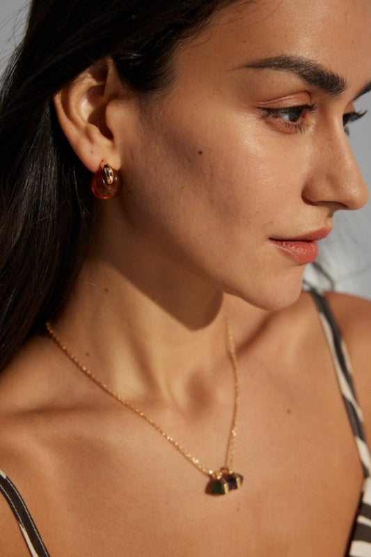 S925 Sterling Silver Simple Amber Imitation Earrings - Figgostyle