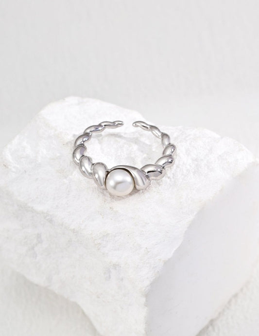 S925 Sterling Silver Simple Natural Pearl Ring - Figgostyle
