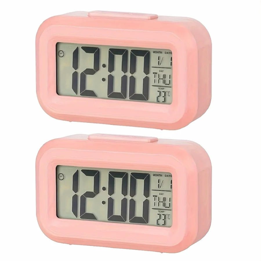 Smart Digital Alarm Clock Black White LCD Display with Temperature Calendar Timer Led Light for Bedroom Office (Without Battery) - Figgostyle