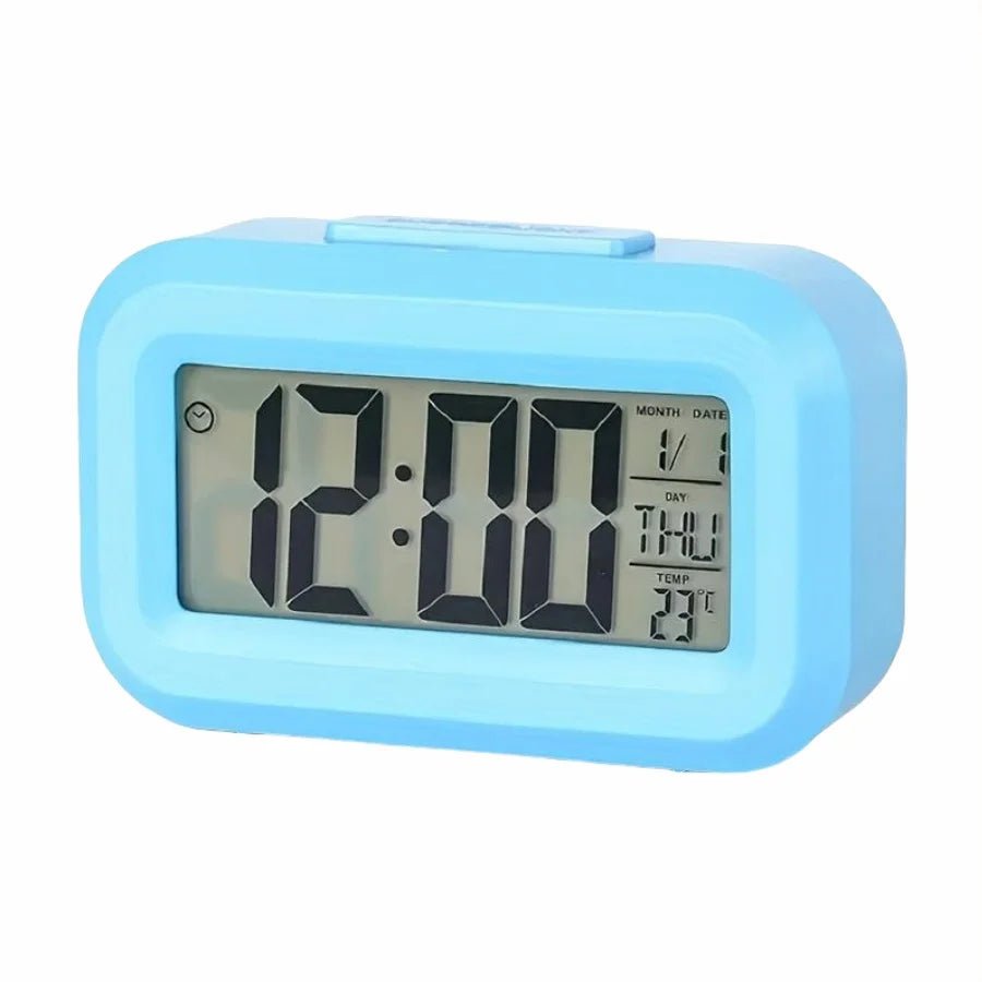 Smart Digital Alarm Clock Black White LCD Display with Temperature Calendar Timer Led Light for Bedroom Office (Without Battery) - Figgostyle