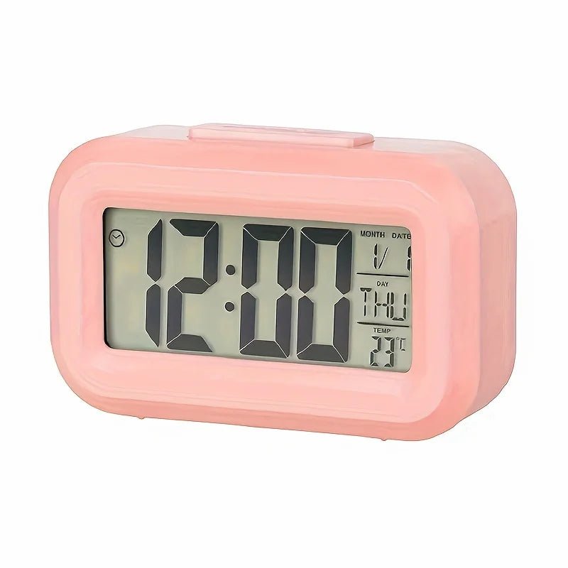 Smart Digital Alarm Clock Black White LCD Display with Temperature Calendar Timer Led Light for Bedroom Office (Without Battery) - Figgostyle