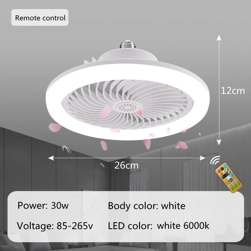 Smart Remote Control Ceiling Fan with LED Lighting Ceiling Fan with Lights Remote Control E27 Converter Base for Living Room - Figgostyle