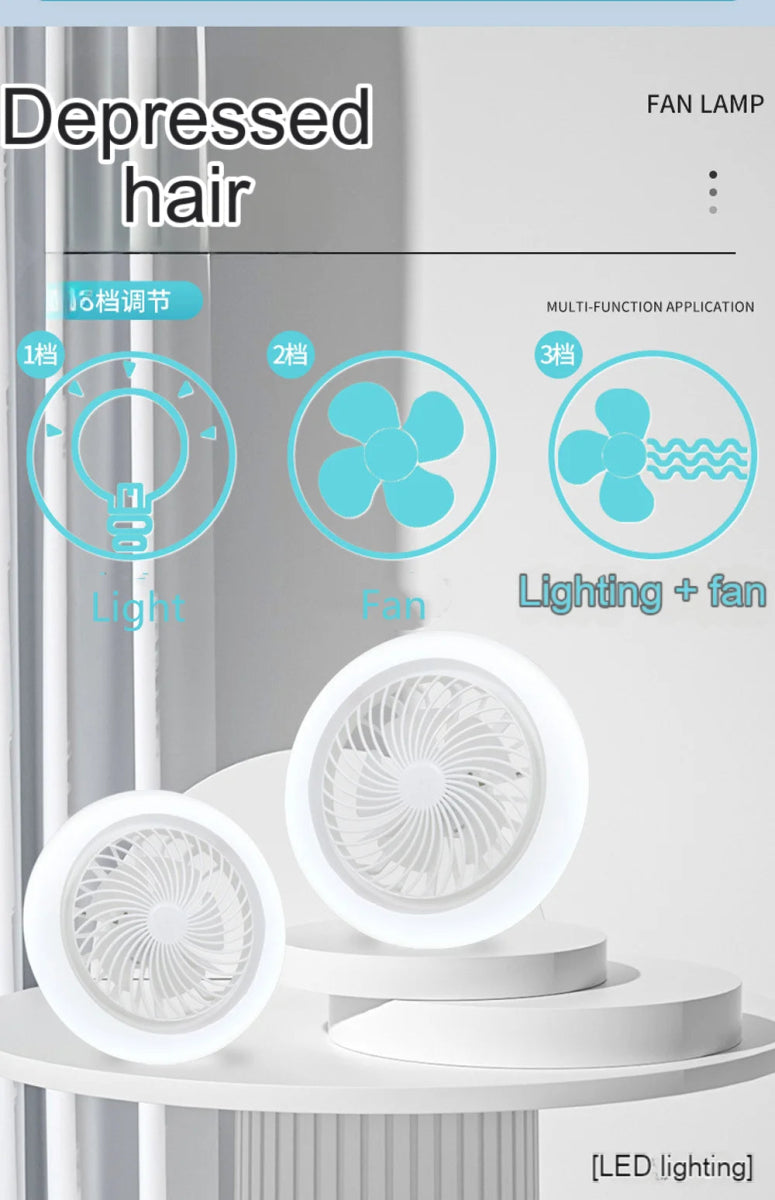 Smart Remote Control Ceiling Fan with LED Lighting Ceiling Fan with Lights Remote Control E27 Converter Base for Living Room - Figgostyle
